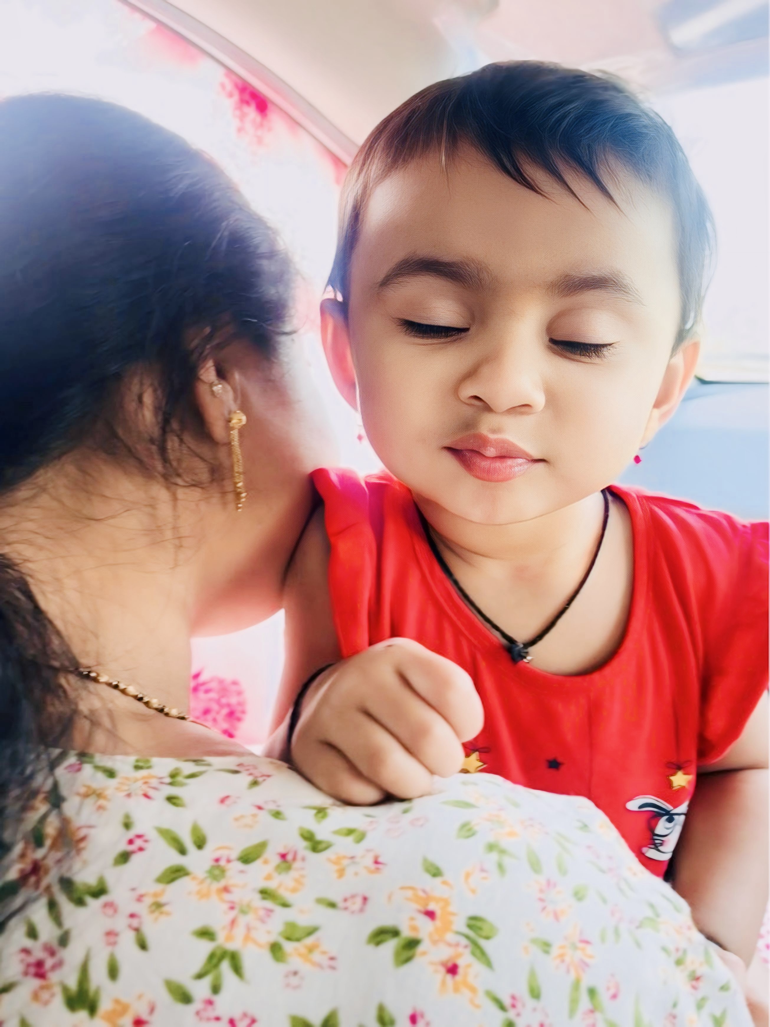A close-up family moment